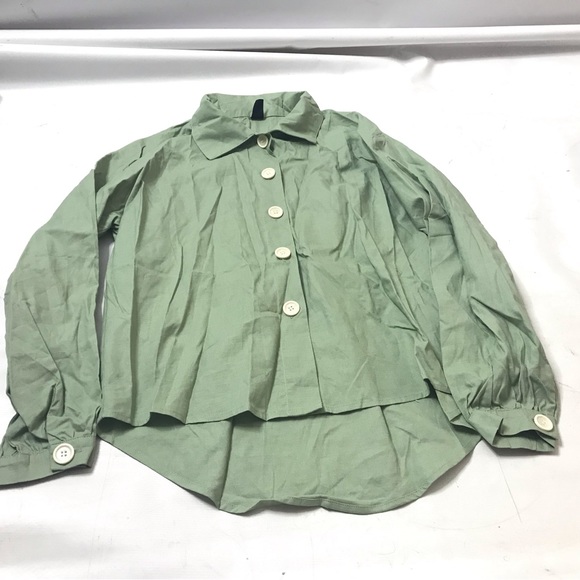 Dazy Womens Top Maxi Skirt 2 Piece Set Size M Flare Button Down Green Collared - Picture 3 of 7